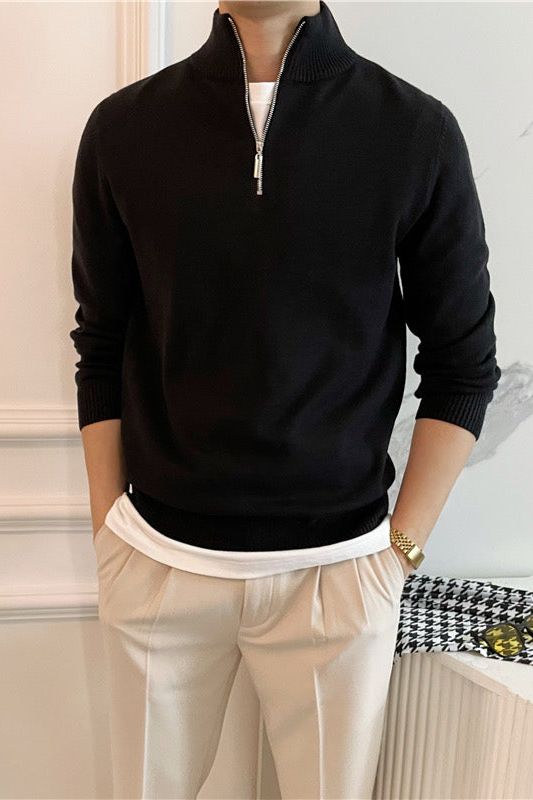 ANSEONG Fine Quarter Zip Sweater